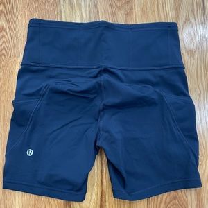 Navy Blue Lululemon Bike Shorts with pockets